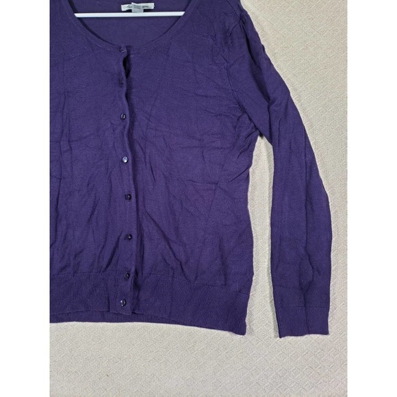 Kenneth Cole Sweater Womens Medium M Knit Button Up Purple Rayon Blend - Picture 3 of 12